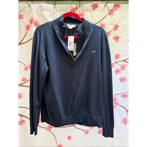 VINEYARD VINES 1/4 zip Sweater Navy - Picture 3 of 4